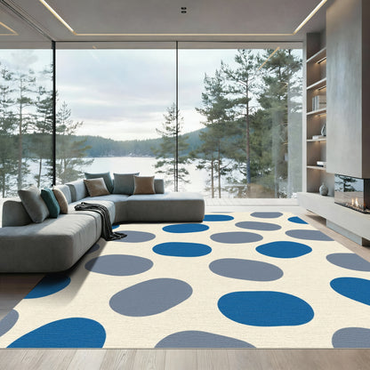 Abstract Blue Gray Pebble Scatter Rug