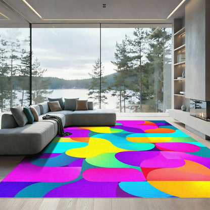 Vibrant Abstract Color Block Forms Rug