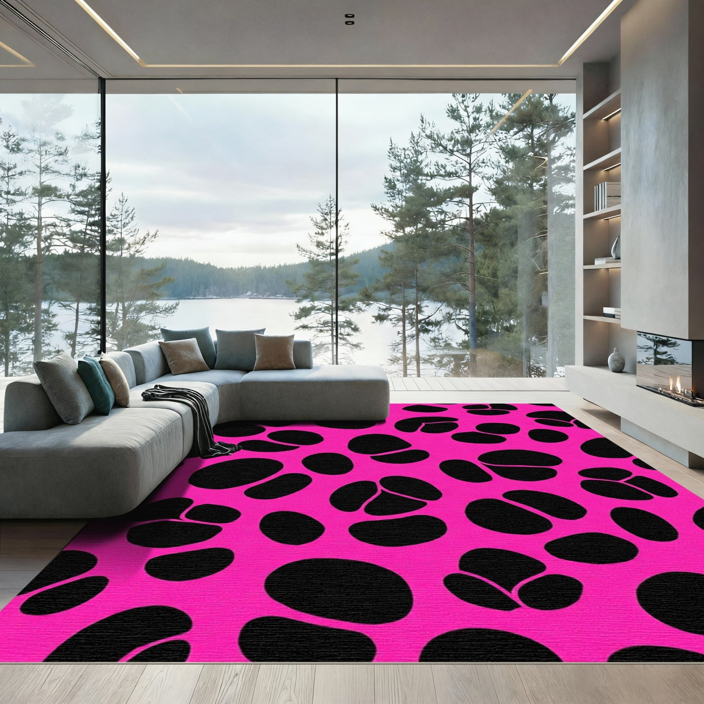 Bold Hot Pink Organic Blob Rug