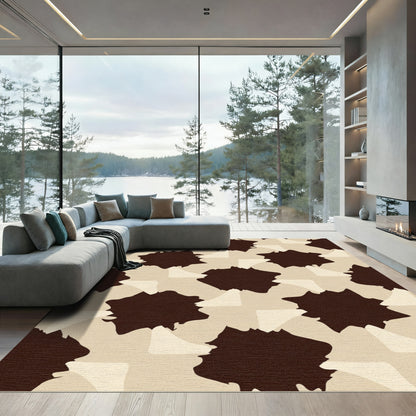 Muted Brown Abstract Organic Shape Rug