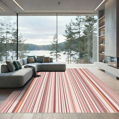 Soft Pink Vertical Stripe Composition Rug