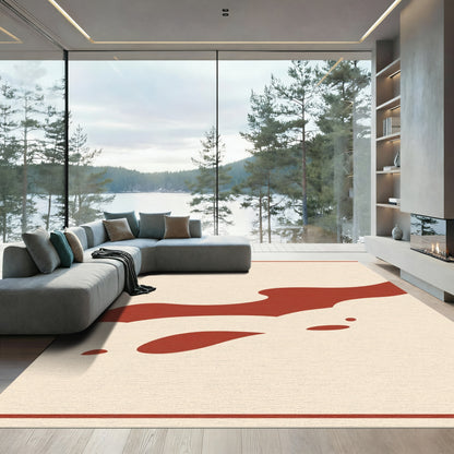 Crimson Abstract Organic Flow Rug