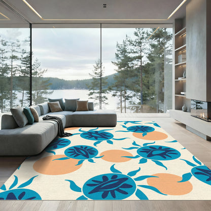 Coastal Blue Sunburst Circles Rug
