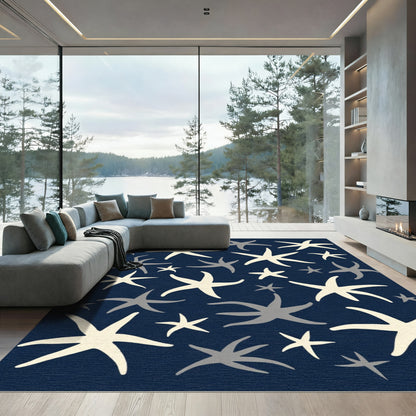 Navy Starfish Scatter Rug