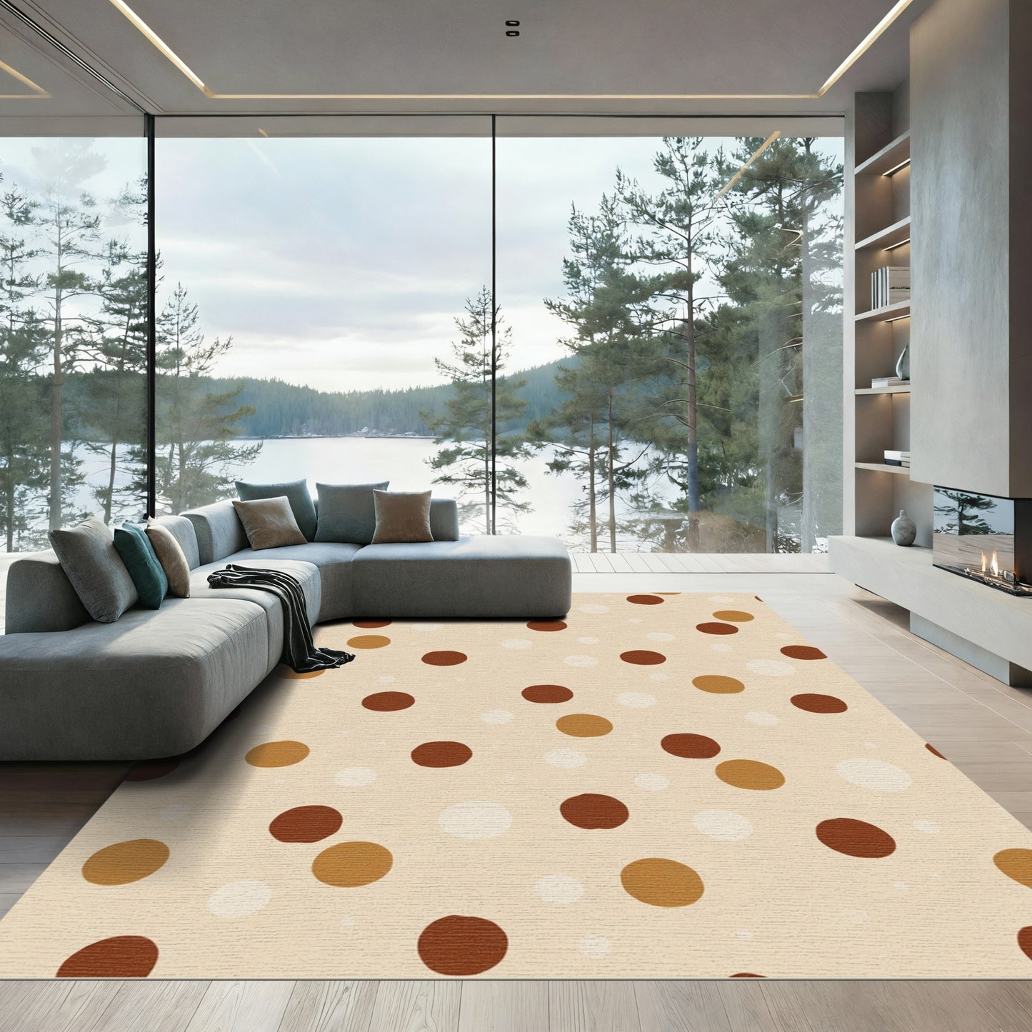 Earthy Polka Dot Scatter Rug