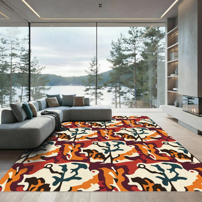 Bold Abstract Earth Tone Camouflage Rug