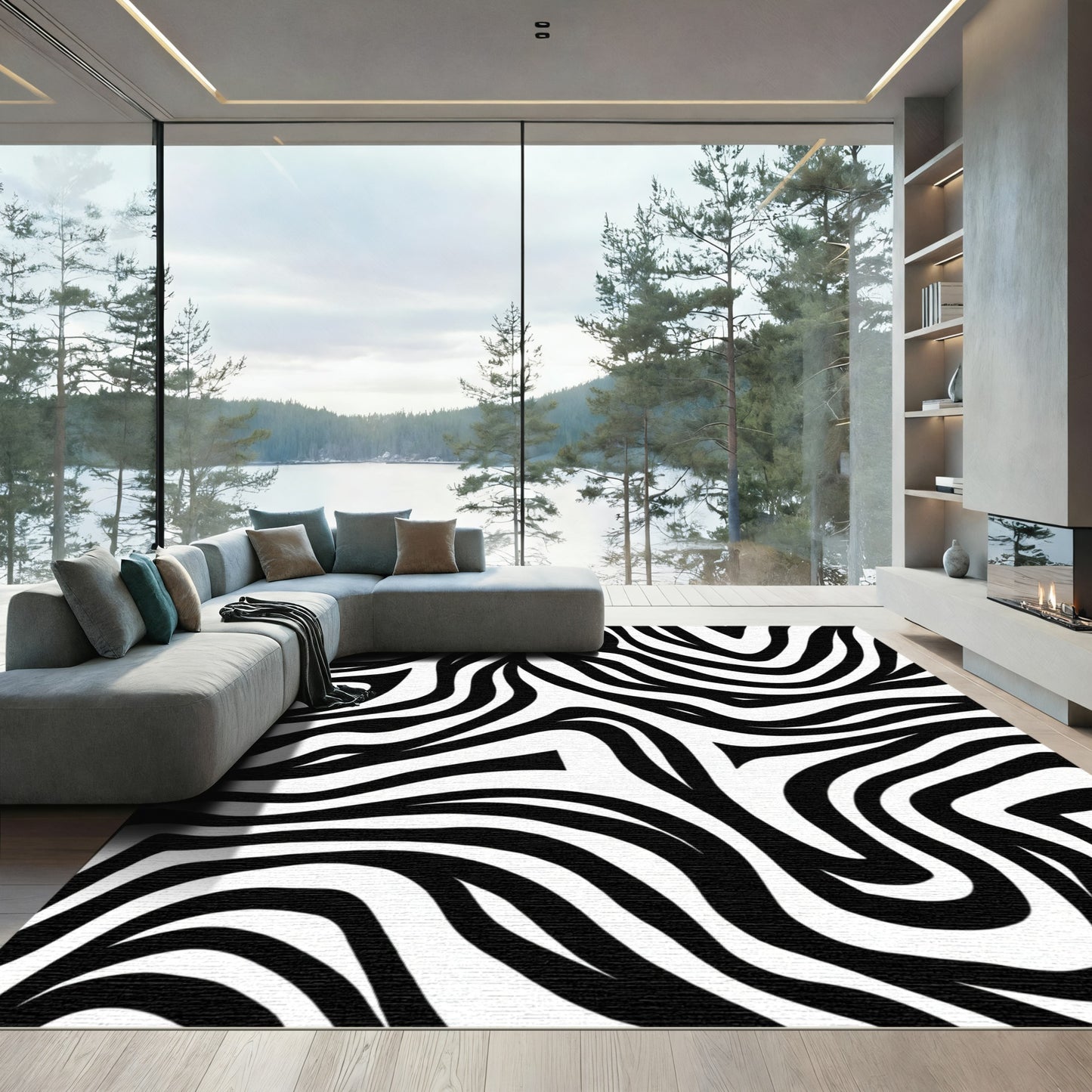 Bold Black and White Zebra Stripes Rug