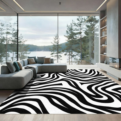 Bold Black and White Zebra Stripes Rug