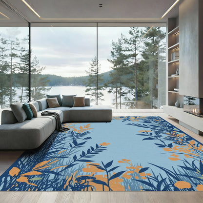 Blue Orange Botanical Garden Branches Rug