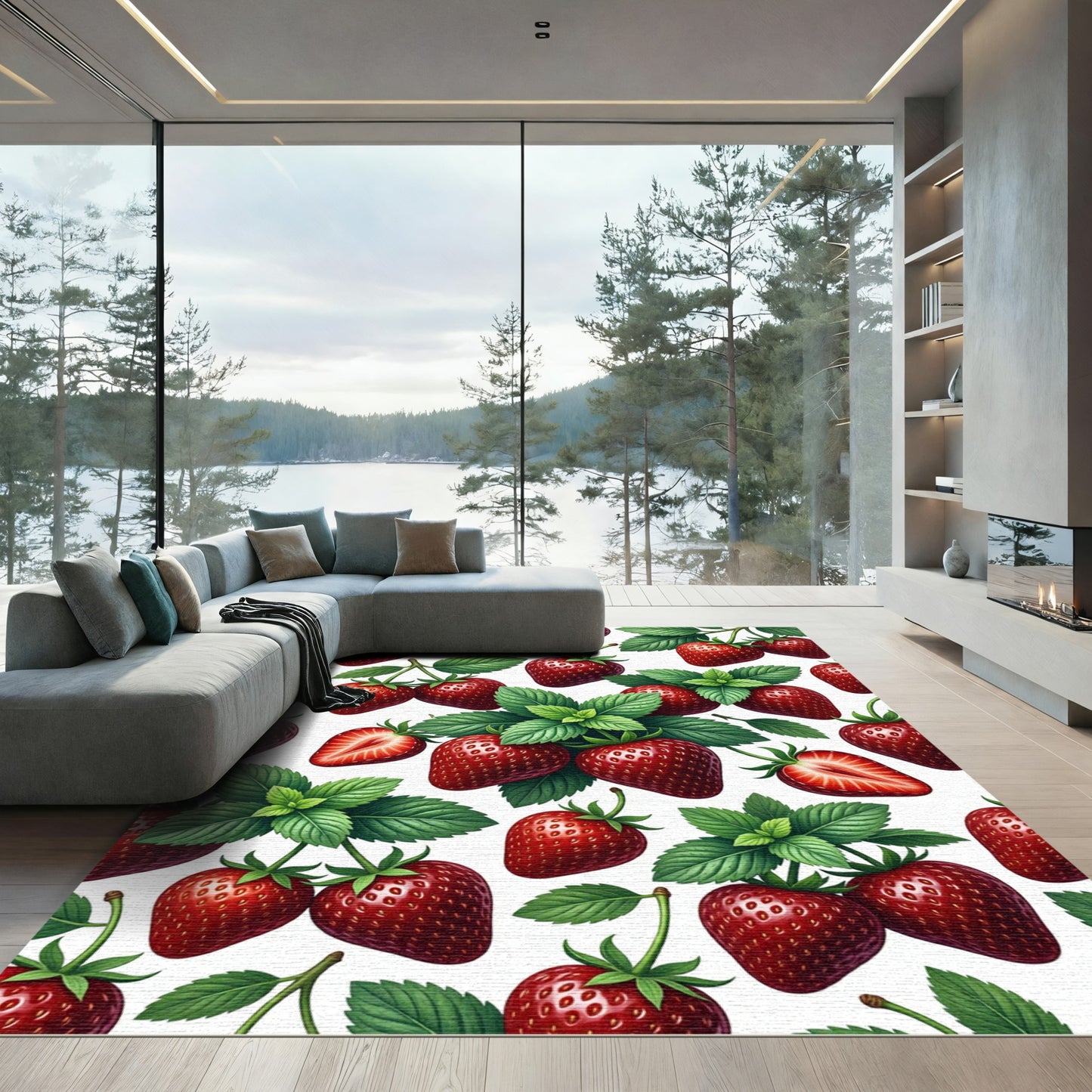 Lush Red Strawberry Botanical Garden Rug
