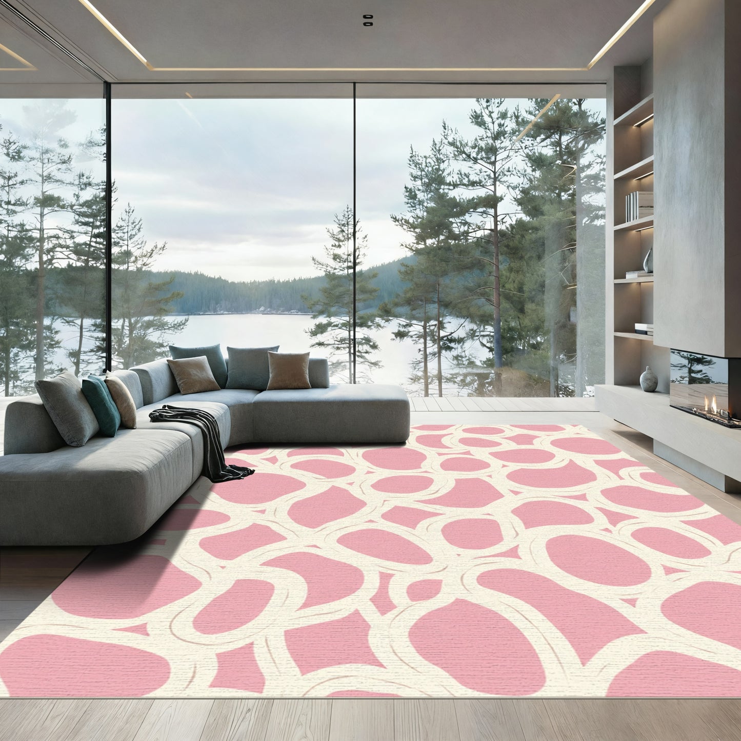 Pastel Pink Organic Bubble Flow Rug