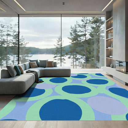 Blue Green Pastel Circles Overlap Rug