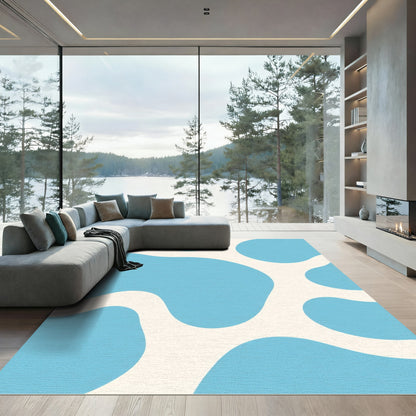 Sky Blue Organic Amorphous Shape Rug