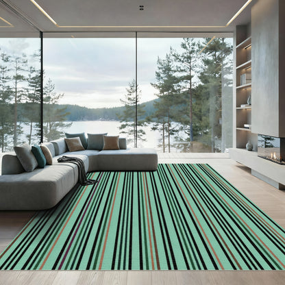 Modern Mint Green Striped Harmony Rug