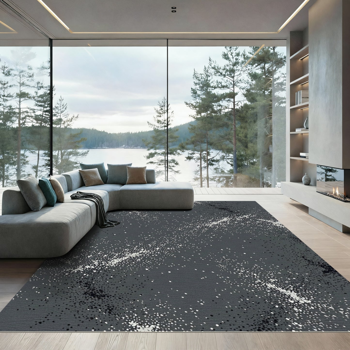 Dark Gray Speckled Galactic Ribbon Rug