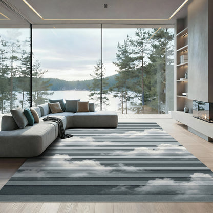 Dreamy Floating Cloud Layered Gray Rug