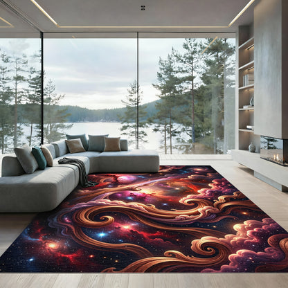 Cosmic Swirl Nebula Galaxy Rug