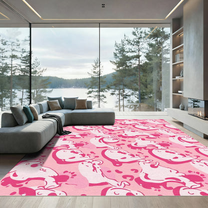 Fuchsia Pink Cute Animal Abstract Rug