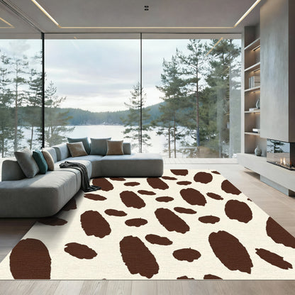Brown Cream Abstract Splatter Rug