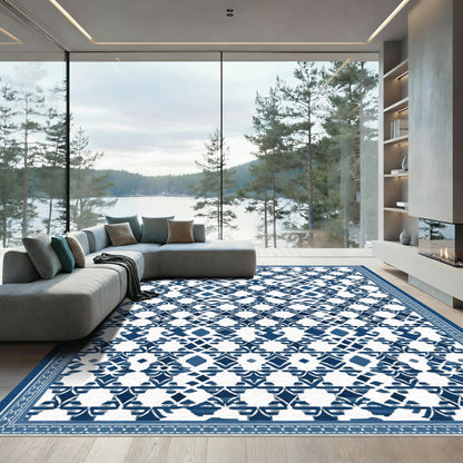 Indigo White Lattice Diamond Rug