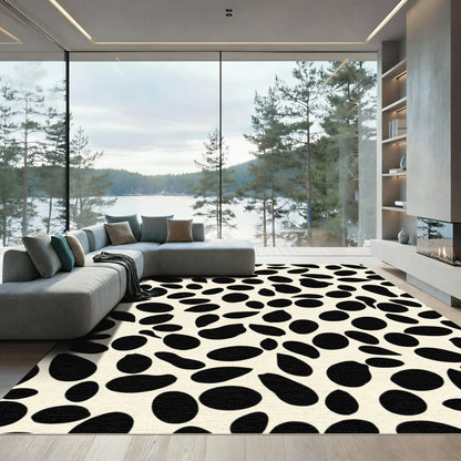 Beige Black Pebble Scatter Rug