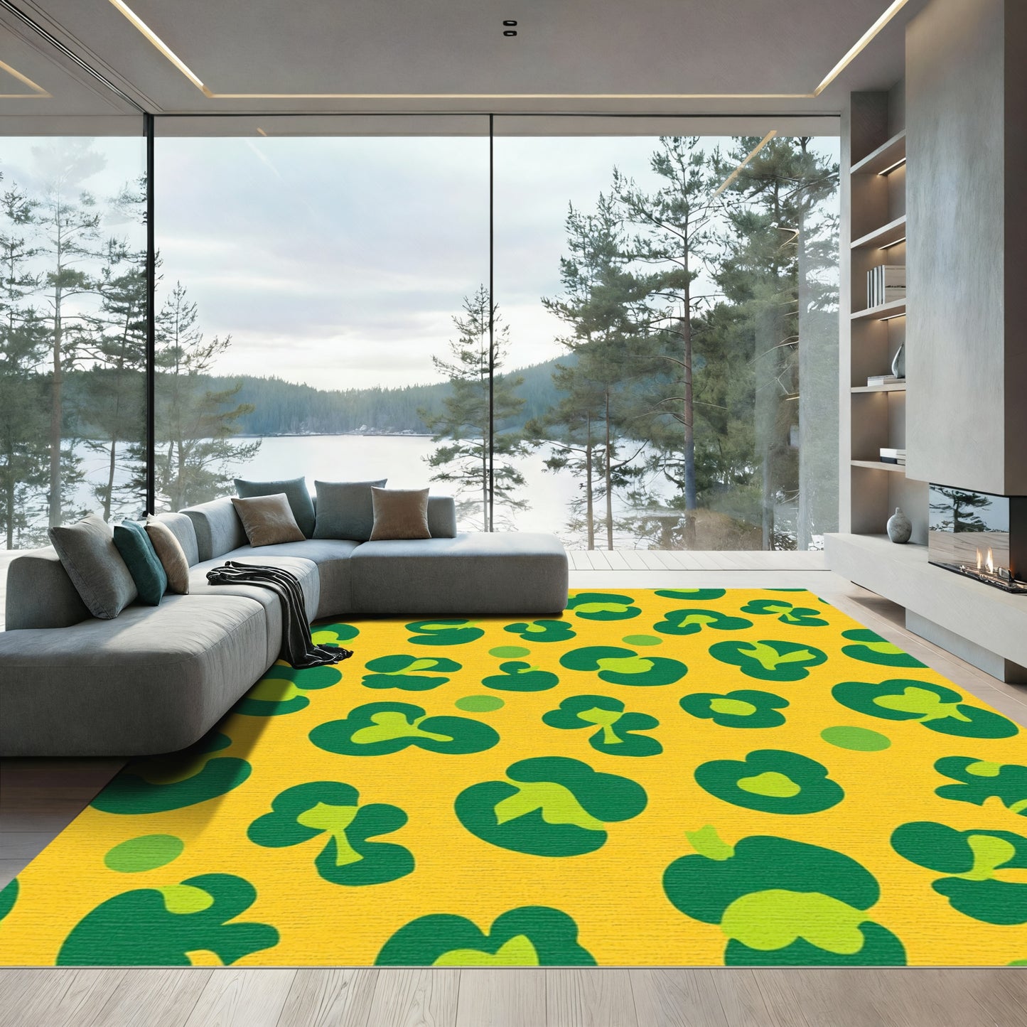 Bold Green Leopard Spots Rug