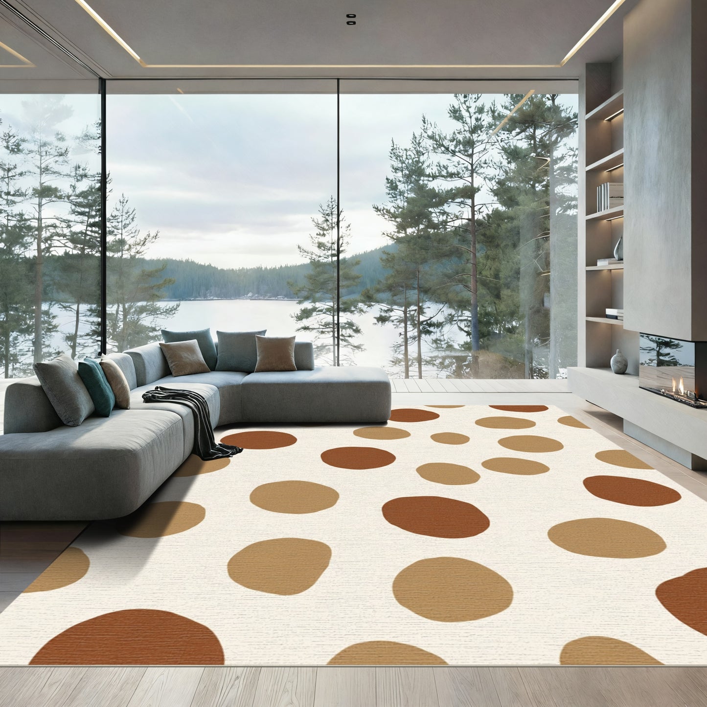 Earthy Brown Polka Dot Scatter Rug
