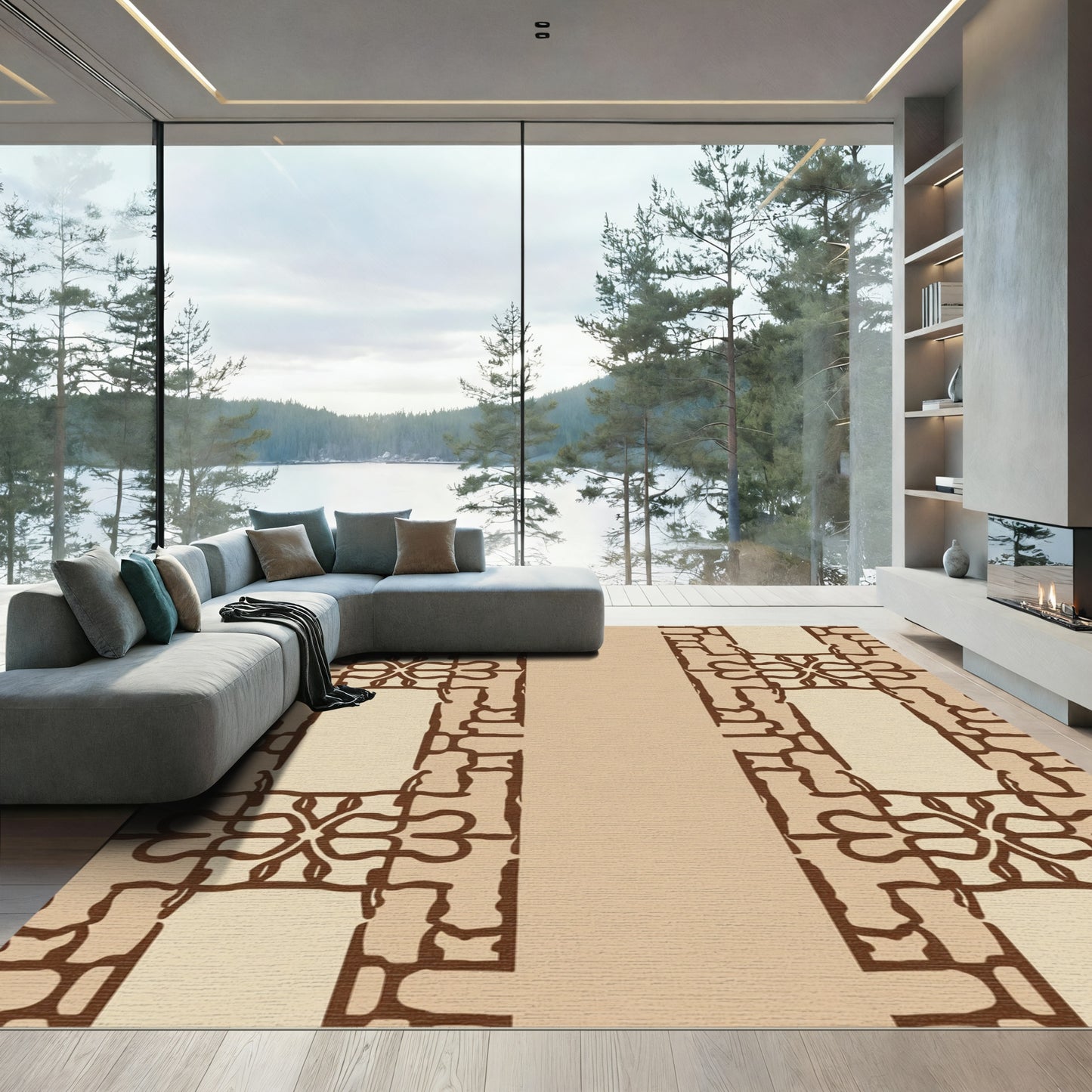 Vintage Beige Organic Lattice Rug