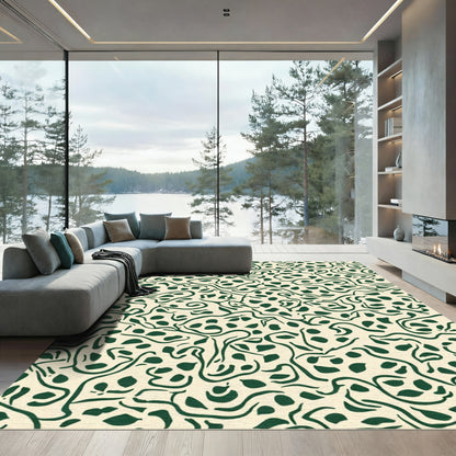 Organic Forest Green Abstract Spots Rug