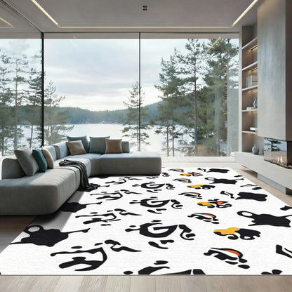 Playful Black White Amber Spot Rug