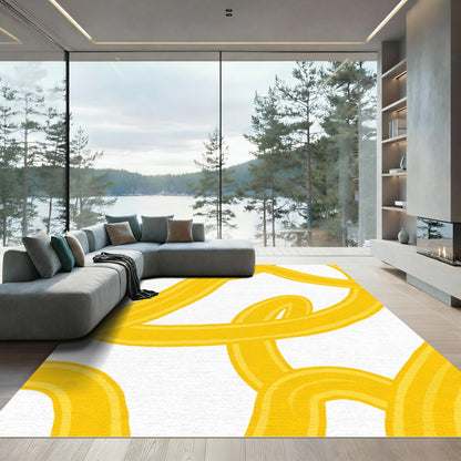 Bold Yellow Abstract Swirl Rug