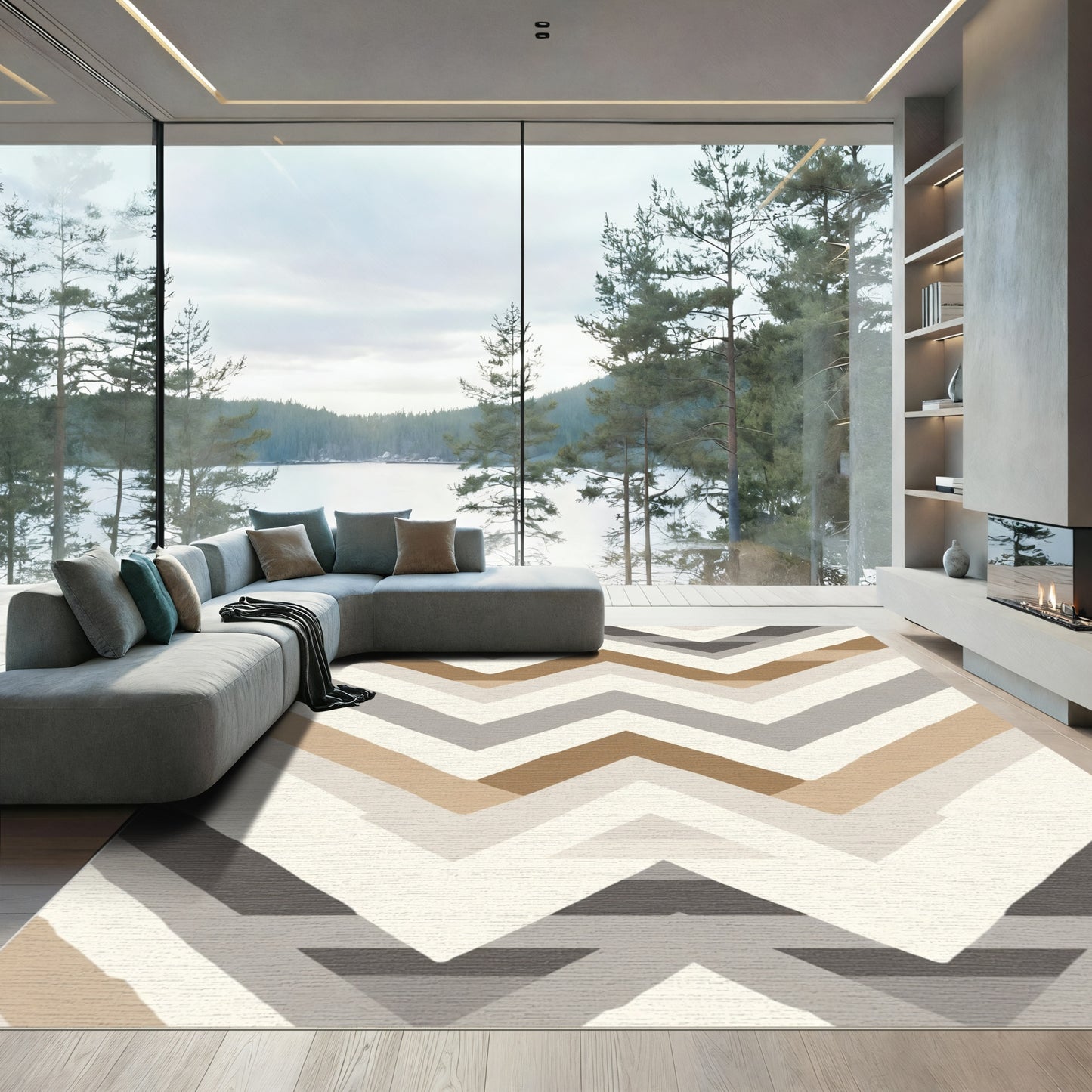 Modern Chevron Earthy Tone Rug