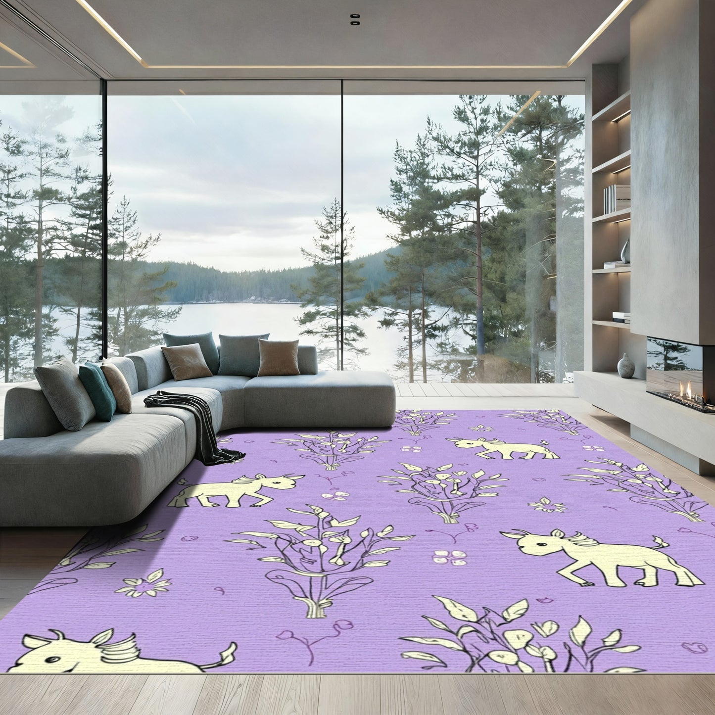 Lavender Unicorn Botanical Garden Rug