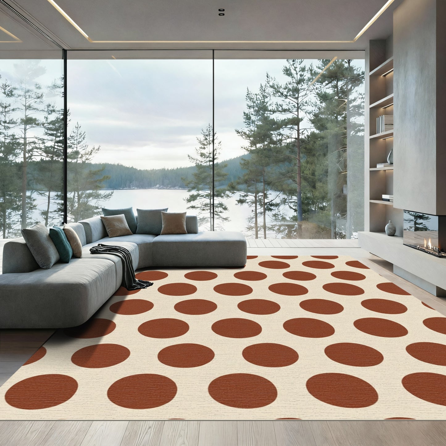 Brown Polka Dot Background Rug