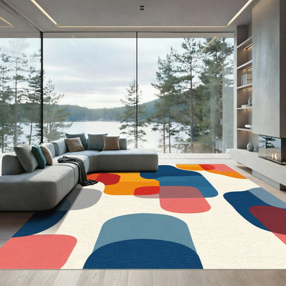 Abstract Retro Shapes Color Block Rug
