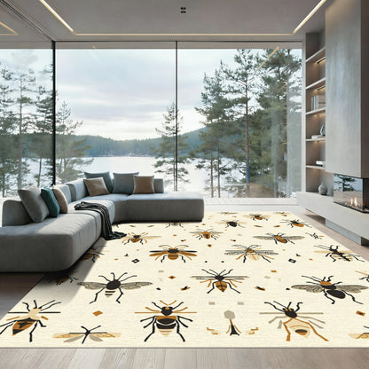 Golden Bee Insect Collection Rug