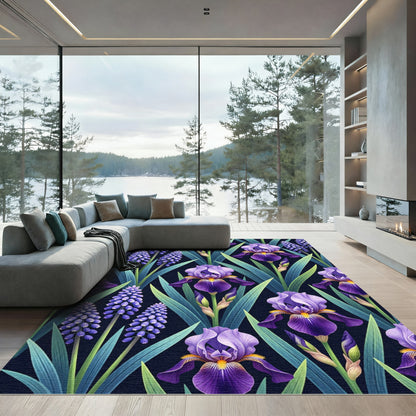 Purple Iris Grape Hyacinth Garden Rug