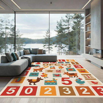 Farming Animals Alphabet Letters Barnyard Collage Rug