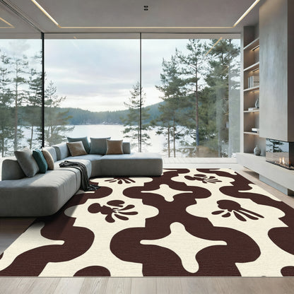 Cream Sepia Organic Quatrefoil Medallions Rug