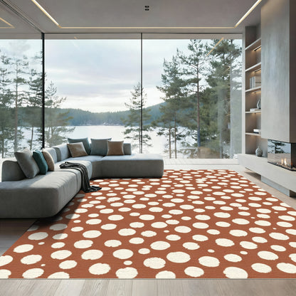Terracotta White Irregular Dots Rug