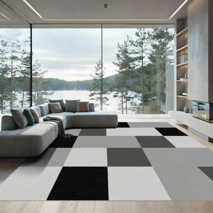 Monochromatic Checkerboard Square Arrangement Rug
