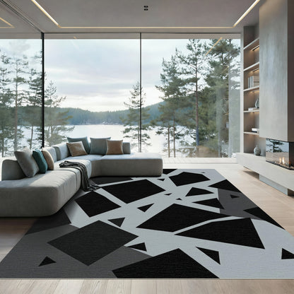 Monochrome Geometric Angular Abstract Rug