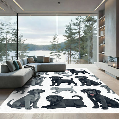 Cute Black and Gray Labrador Puppies Rug