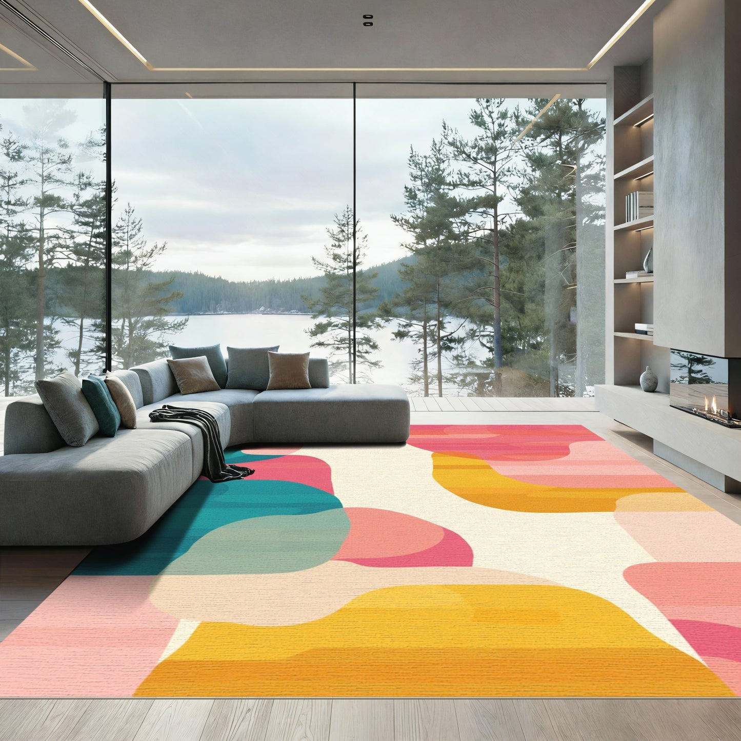 Vibrant Abstract Organic Shapes Rug