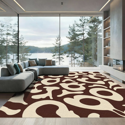 Chocolate Cream Organic Abstract Shapes Rug
