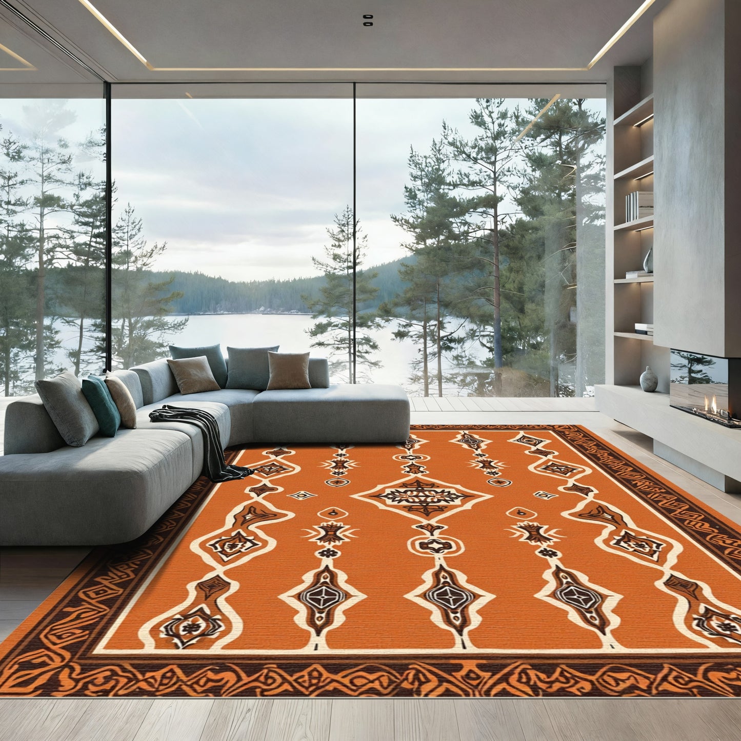 Rustic Amber Tribal Medallion Rug