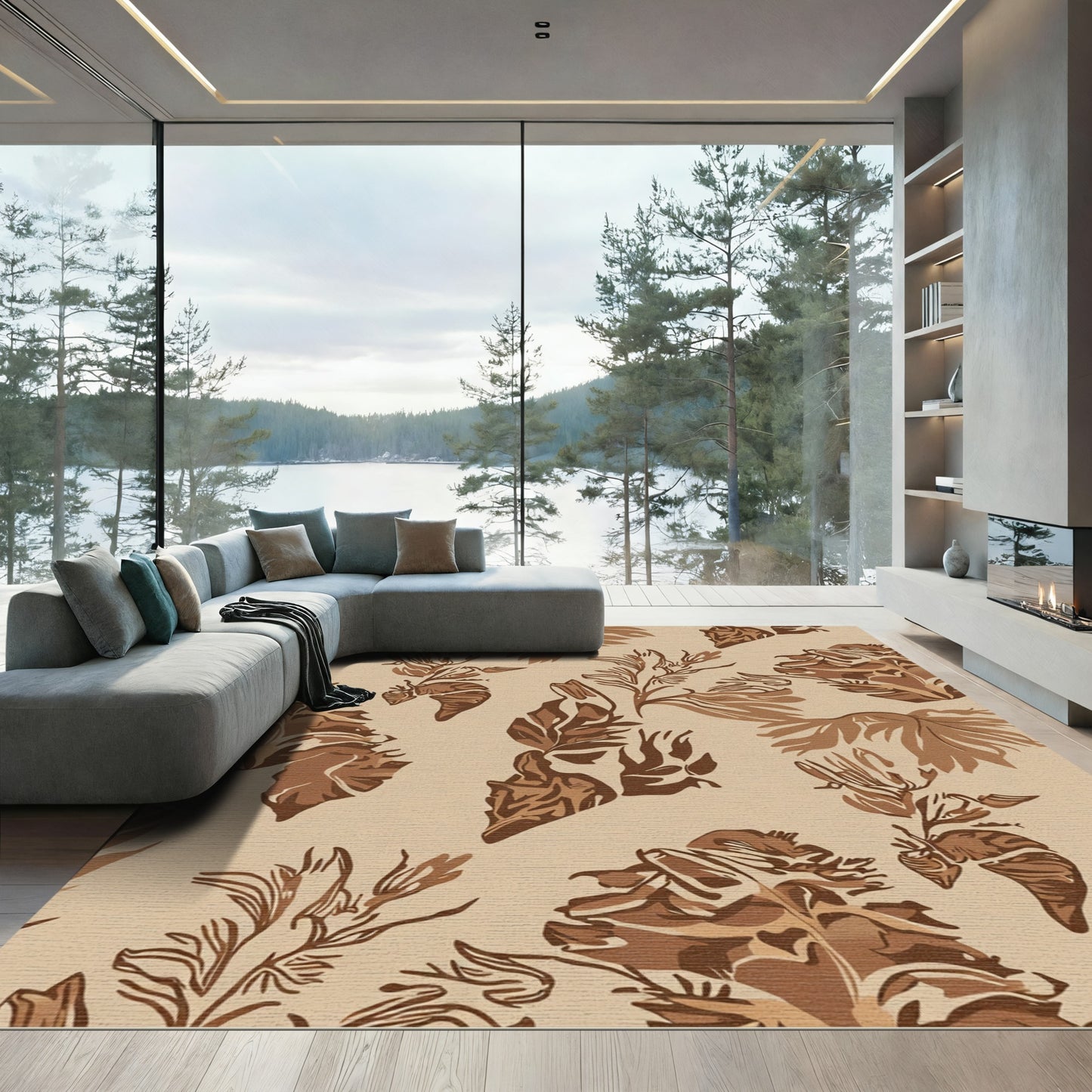 Earthy Tones Abstract Floral Medley Rug