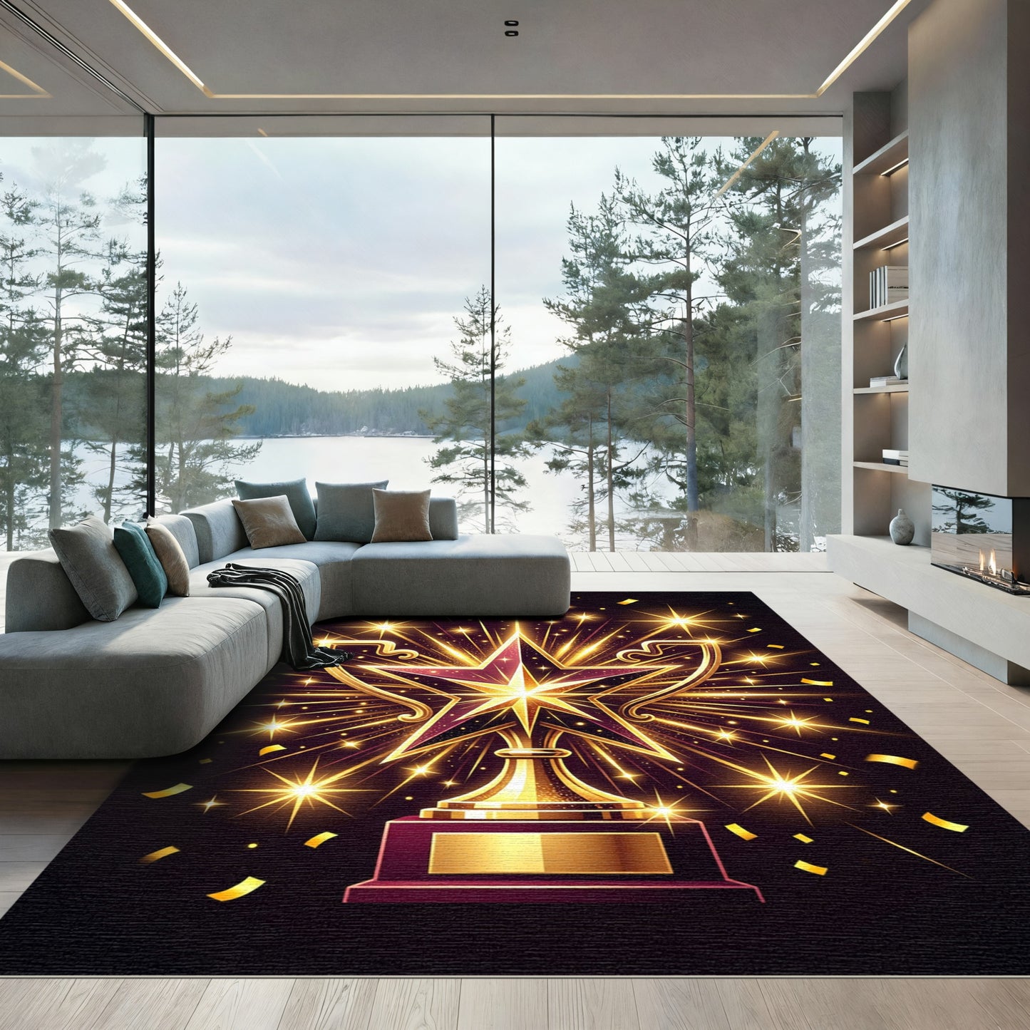 Golden Starburst Trophy Celebration Rug
