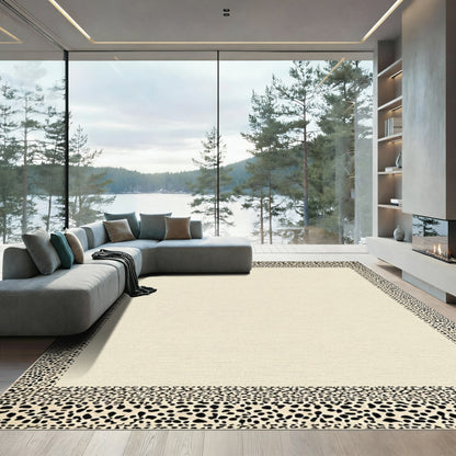 Cream and Black Spotted Border Rug