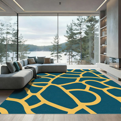 Deep Teal Organic Lattice Rug